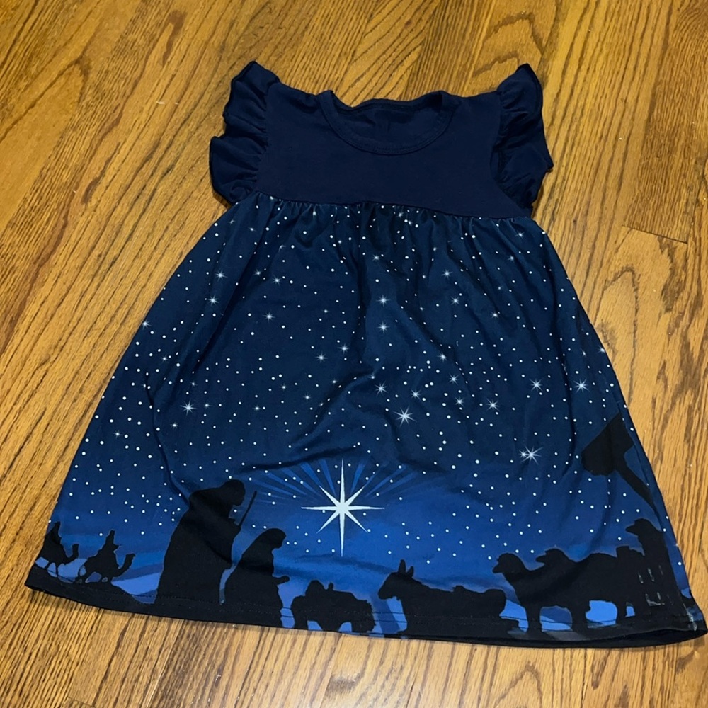 Navy Nativity cotton dress size 5/6